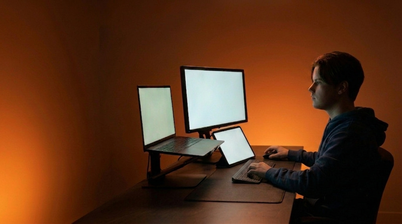 George at his desk